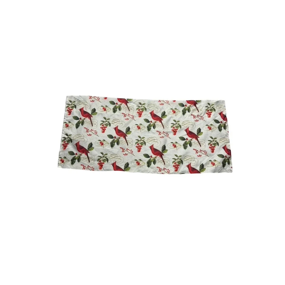 Set of 4 Cardinal Valances Short Curtains Red White Green Birds Print SKL Home